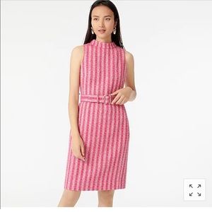 J.Crew Women's Pink Mockneck NWT Sheath Dress In Disco Tweed. Beautiful color.